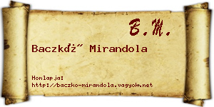 Baczkó Mirandola névjegykártya